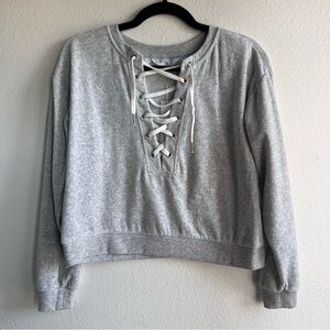bb dakota • tie it together lace up sweatshirt • heather gray • small